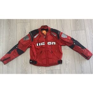 ICON TiMAX Motorcycle Jacket Red Armored Racing Mens Large